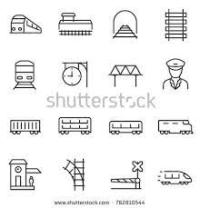 Train And Railways Icon Set Intercity International Freight Trains Linear Icons Line With Editable Stroke Train Tattoo Freight Train Tattoo Train Drawing