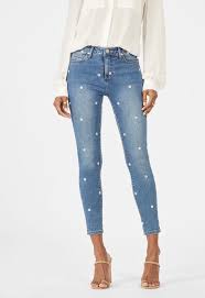 skinny ankle grazer jeans with embroidery in coachella