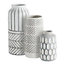 Our Ceramic Vases Are Molded By Hand With Their Mesmerizing Nested Geometric Pattern And Textured Finish Plu In 2020 White Ceramic Vases Floor Vase Decor Vases Decor