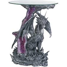 Dragon End Table Clay Figures Lion Sculpture End Tables Dragon end table gothic medieval figure statue glass h 25.