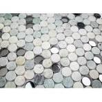 Ivy Hill Tile Mirage Penny Round Green 11.25 in. x 12.75 in. x 8 mm Marble  and Glass Wall Mosaic Tile EXT3RD104793