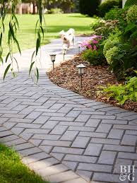 Tap bricks into place with rubber mallet. Paver Walkway Better Homes Gardens