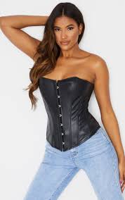 Noordabashh i better be snatched. Black Pu Lace Up Corset Tops Prettylittlething Il