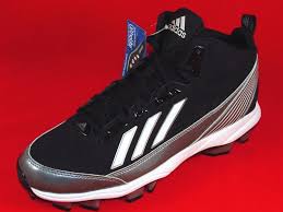Adidas Poweralley Tpu Mid Molded Baseball Cleats Mens Sizes Black Silver White Adidas Molded Baseball Cleats Baseball Cleats Cleats