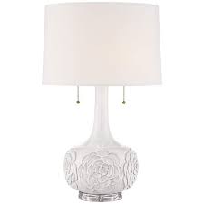Hot promotions in bedside lamp floral on aliexpress: Possini Euro Natalia White Floral Table Lamp 14e66 Lamps Plus