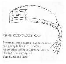 Mi9401 1850 39 S To 1860s Glengarry Cap Sewing Pattern By Miller 39 S Millinery Sewing Patterns Revolutionary War Costume Pattern