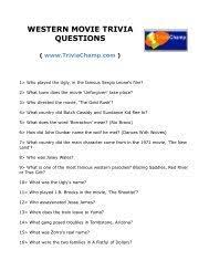 100% free and printable cowboy trivia and quizzes. Western Movies Trivia Quiz Trivia Champ
