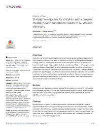 Murdoch children's research institute (mcri) is the largest child health research institute in australia murdoch children's research institute. Pdf Strengthening Care For Children With Complex Mental Health Conditions Views Of Australian Clinicians