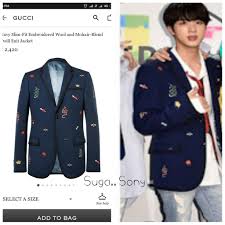 Jin In Gucci Jacket Btsfashion Bts Kpop Bangtan Gucci Jacket Jackets Slim Fit