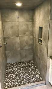 24x24 Grey Porcelain Tile Concrete Look Tile Bathroom Remodel Modern Design Maison Salle De Bain