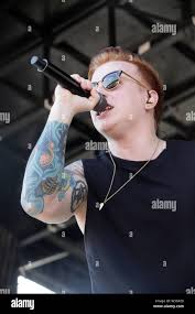 Danny Case Lead singer of ashes to new performs at Inkcarceration 2019  Stock Photo