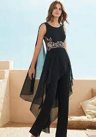 Shop dressy formal pantsuits for wedding at couture candy. Fashion Black Backless Mother Of The Bride Pant Suits Appliques Wedding Guest Dress Plus Size Chiffon Mothers Groom Dresses Mother Of The Bride Dresses Aliexpress