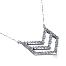 Allurez Diamond Triple Row Chevron Trapeze Pendant Necklace In 14k White Gold 0 53ct Affiliate Allurez Pendant Chevron Necklace Necklace White Gold