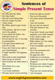 English Example Sentences 100 Sentences Of Simple Present Tense When We Use The English Language We Simple Present Tense Learn English Words English Grammar