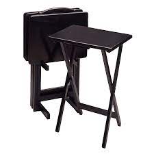 The table easily opens up to be used instantly and folds into a flat profile for easy storage when not in use. Alex 5 Piece Snack Table Set Bed Bath Beyond In 2021 Snack Table Set Winsome Wood Tv Tray Table