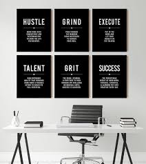 Minimalist Office Wall Art Hustle Success Talent Quote Etsy Modern Office Decor Work Office Decor Minimalist Office