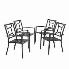 Dacheng Stacking Patio Dining Chair Metal Patio Chairs Black Outdoor Furniture Metal Patio Furniture
