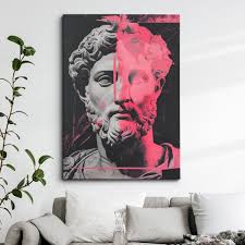 Marcus Aurelius Collage Art Pink Black Framed Poster Print & Framed Canvas  Wall Decor Art Home Bedroom Greek Roman Emperor Wall Art Gift