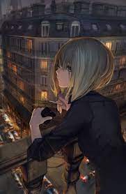 Cornbread pudding easy and de. Wallpaper Anime Girls Portrait Display Original Characters Blonde Bangs Straight Hair Profile Black Shirt Night City Balcony Building Cigarettes Tomboys Looking Away Vertical Artwork Drawing Digital Art Illustration 2d Pixiv