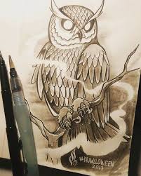 14 Owl Be Back Drawlloween Drawlloween2017 Drawlloween Owlbeback Halloween October Inktober Sketch Owl Ink Creepy Scary Owls Drawing Scary Owl Art