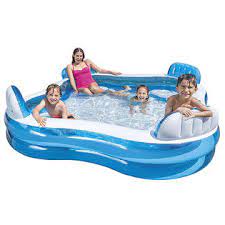 One reviewer says it's just right for 2 ladies sipping on wine with 3 small children splashing around. Intex Outdoor Swim Center Family Inflatable Pool Sears Marketplace