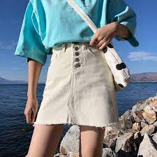 Setelan all white juga bisa kamu wujudkan dengan menggunakan atasan brokat atau kain linen dengan aksen 3d. Top 10 Rok Jeans Wanita List And Get Free Shipping 0hef665c