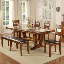 The small rectangle table accommodates 3 chairs and one bench that can seat 2 people. Mango 6 Piece Trestle Table Bench And Chair Set Bennett S Furniture And Mattresses Table Chair Set With Bench