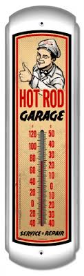 Vintage Hot Rod Garage Thermometer 5 X 17 Inches Vintage Thermometer Vintage Hot Rod Advertising Thermometers