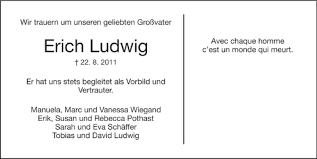 Traueranzeigen von Erich Ludwig