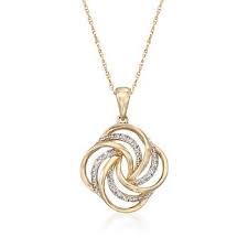 13 Ct T W Diamond Love Knot Pendant Necklace In 14kt Yellow Gold 18 827350 Ross S Diamond Pendant Sets Gold Pendant Jewelry Diamond Jewelry Designs