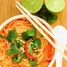 Thai Spicy Noodle Soup With Coconut Oil Garlic Ginger Thai Red Curry Paste Vegetable Broth Coconut Mi Spicy Recipes Spicy Noodle Soup Recipe Spicy Noodles