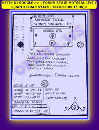 1 New Message Kode Syair Singapore 8 Agustus 2020 Forum Syair Togel Hongkong Singapura Sydney