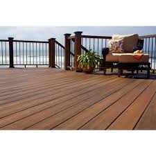 Chicory (unique variegated color), macadamia and kettle (solid color) Fiberon Armorguard 15 16 In X 5 1 4 In X 8 Ft Brazilian Walnut Square Edge Capped Composite Decking Board Brdvc Bw 8 The Home Depot