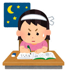 勉強のイラスト「テスト勉強・女の子」 | かわいいフリー素材集 いらすとや