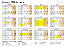 In den ferien findet am 13.05.2021 der gesetzliche feiertag christi himmelfahrt in deutschland statt. Kalender 2021 Hamburg Ferien Feiertage Pdf Vorlagen