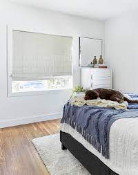 Peek Inside The Home Of Ariel And Ned Fulmer Of Youtube S The Try Guys Blinds Com Simple Bedroom Window Headboard Home