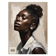 Black Female Art Print: Modern Afro Woman Canvas Wall Art