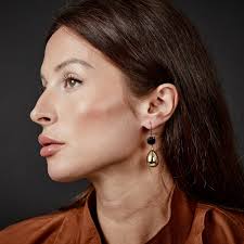 Drop Crystal Hook Earring Black/Gold