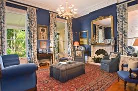 Classic Victorian Living Room In Blue And Gold Decoist Victorian Living Room Gold Living Room Classic Living Room Design