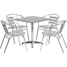 Maybe you would like to learn more about one of these? Flash Furniture Square Aluminum Outdoor Dining Table Set With 4 Slat Back Chairs B2263482 Globalindustrial Com