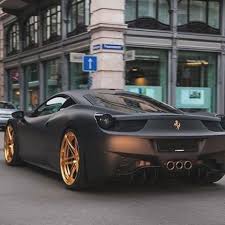 Black And Gold Rims For Trucks Matte Black Ferrari 458 Italia With Gold Rims And Accents Rate This Car From 1 10 Photo By Fdcarphotography Dream Cars Lamborghini Dream Cars Ferrari