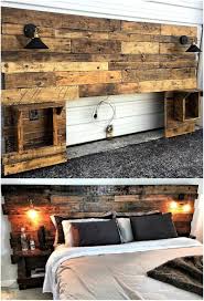 This Recycled Pallet Headboard Is Decorated With The Installation Of Black Light Lamps These Lamps Are Diy Headboard With Lights Recycled Pallets Wood Pallets