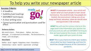 The main aim of the lesson was to develop the students' reading skills using a newspaper article and help them to gain confidence when faced with authentic. Ks3 Writing Your Newspaper Article Writing Task 2 Youtube