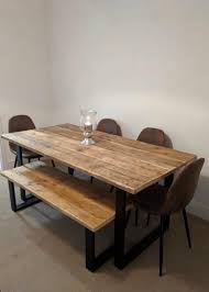 Carbon loft lawrence reclaimed wood dining stool with metal legs. Vanguard Rustic Dining Table And Bench With Choice Of Industrial Legs Made From Reclaimed Wood For Indoor Or Outdoor Use The Dancing Woodman