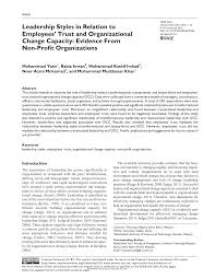 Iic university of technology, cambodia leow chee seng; Leadership Styles In Relation To Employees Trust And Organizational Change Capacity Evidence From Non Profit Organizations Topic Of Research Paper In Economics And Business Download Scholarly Article Pdf And Read For Free