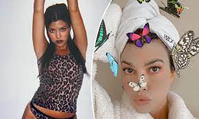 Kourtney Kardashian Throws It Back To The Year 2000 In Leopard Print Tank And Panties Snap Daily Mail Online