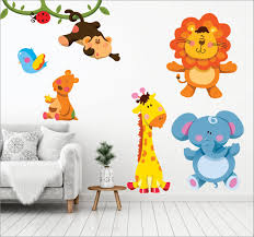 Animal wall stickers for bedrooms. Buy Ah Decals Wall Sticker Lion Elephant Animals Sticker For Kids Living Room 65 Cm X 50 Cm Online At Low Prices In India Amazon In