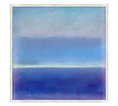 Color Block Horizon Framed Print Abstract Beach Painting Pottery Barn Decor Blue Abstract Art
