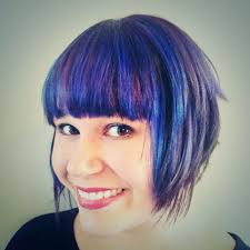Purple Blue Hair Bob Bangs Short Purple Hair Short Purple Hair Short Hair Styles Purple Hair