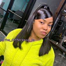 243 Likes 6 Comments Franshon The Difference Is On Instagram Half Up Half Dwn Side Deep Part S In 2020 Long Weave Hairstyles Hair Ponytail Styles Swoop Bangs